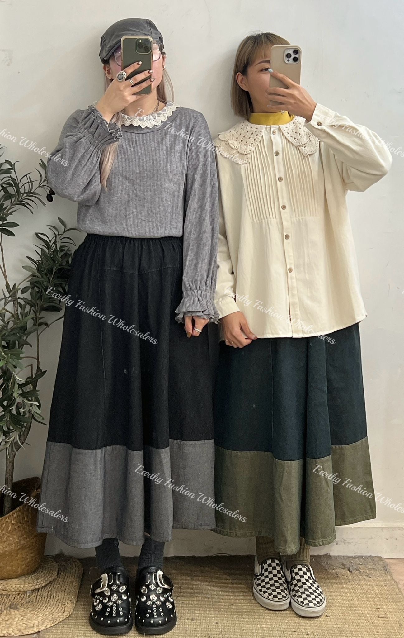 拼色牛仔半裙 | E21428