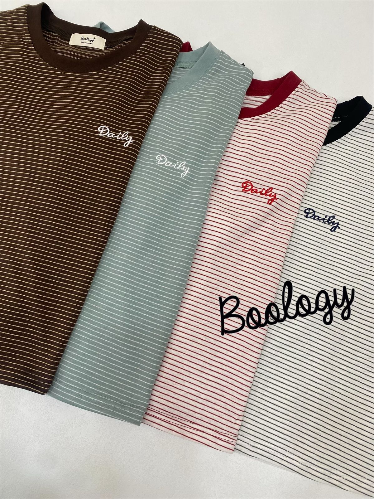 條子刺繡CROPPED TEE | B8319