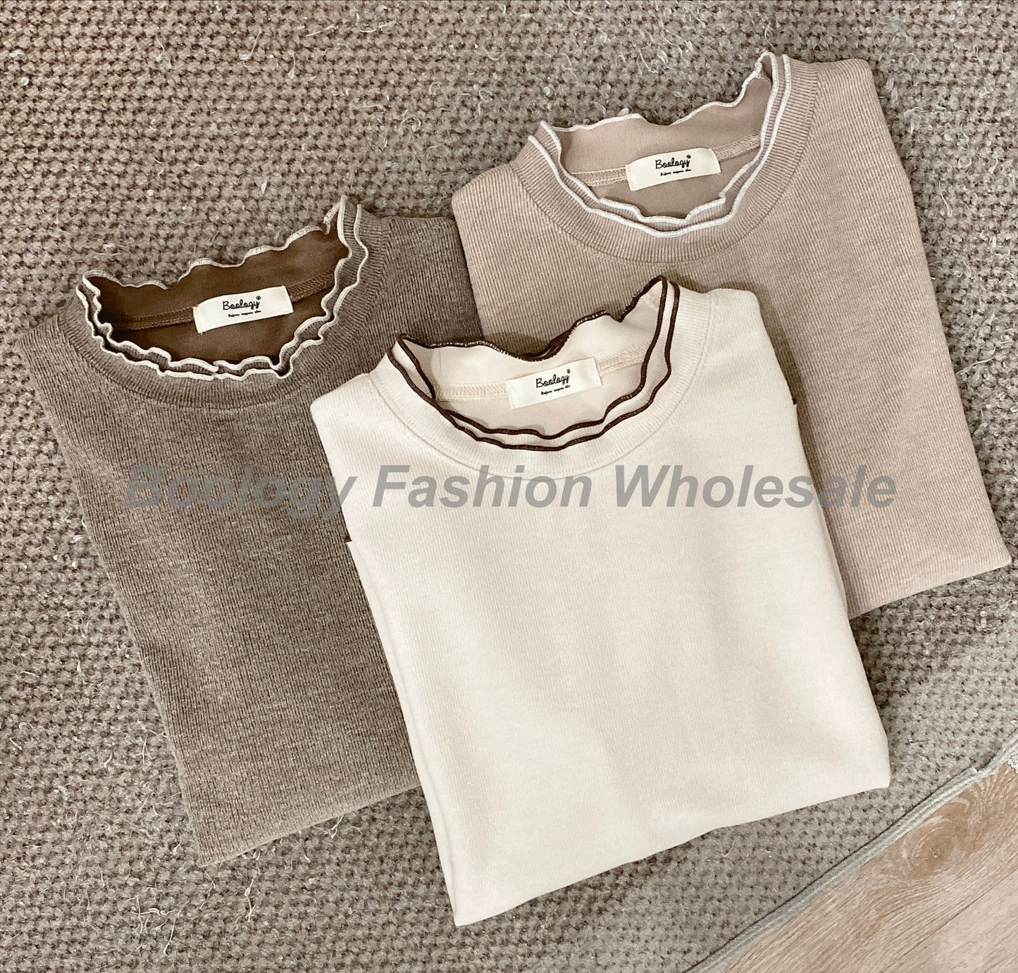 波浪邊撞色親膚打底Tee #8604