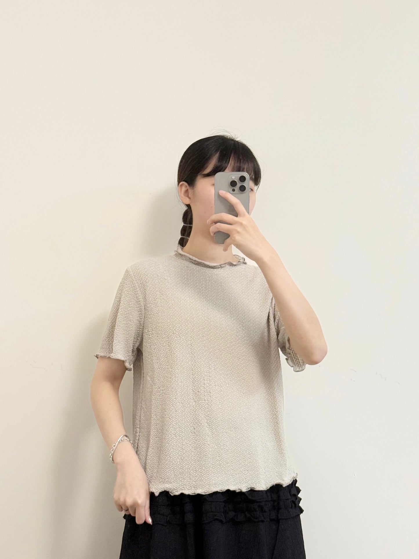 Double 領粒粒暗紋Tee | E21498