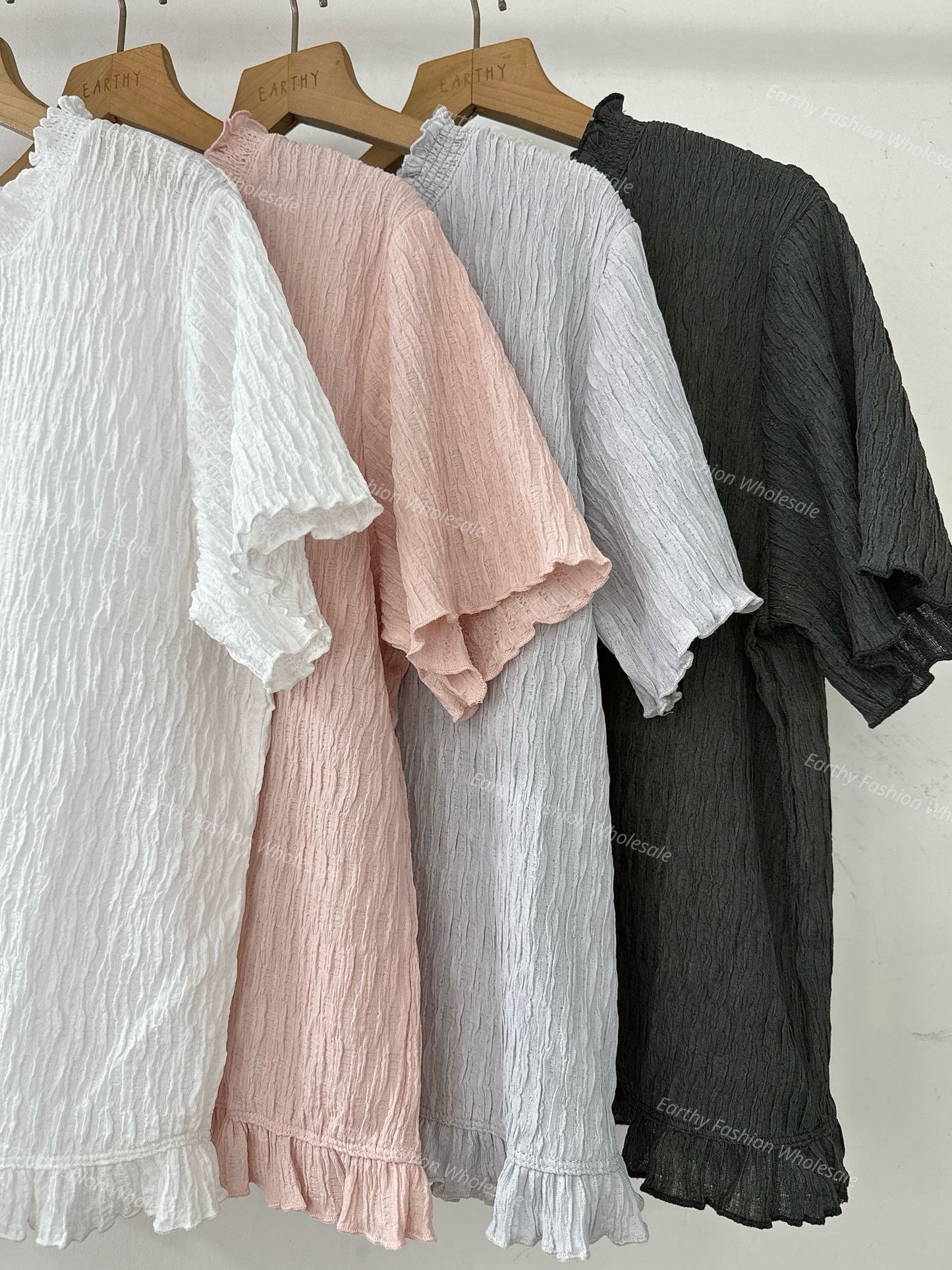 暗紋RUFFLE TOP | E21643