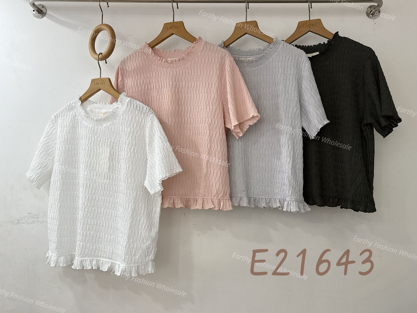 暗紋RUFFLE TOP | E21643