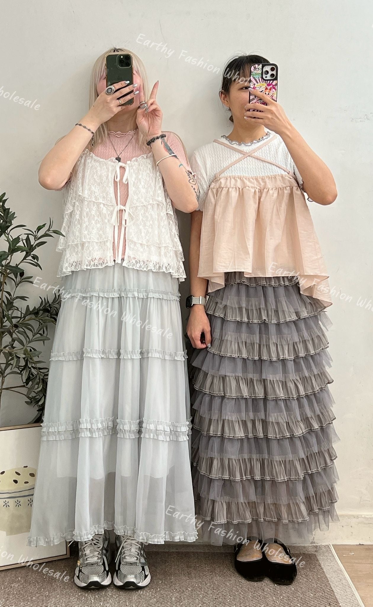 扭紋撞色RUFFLE TOP | E21663