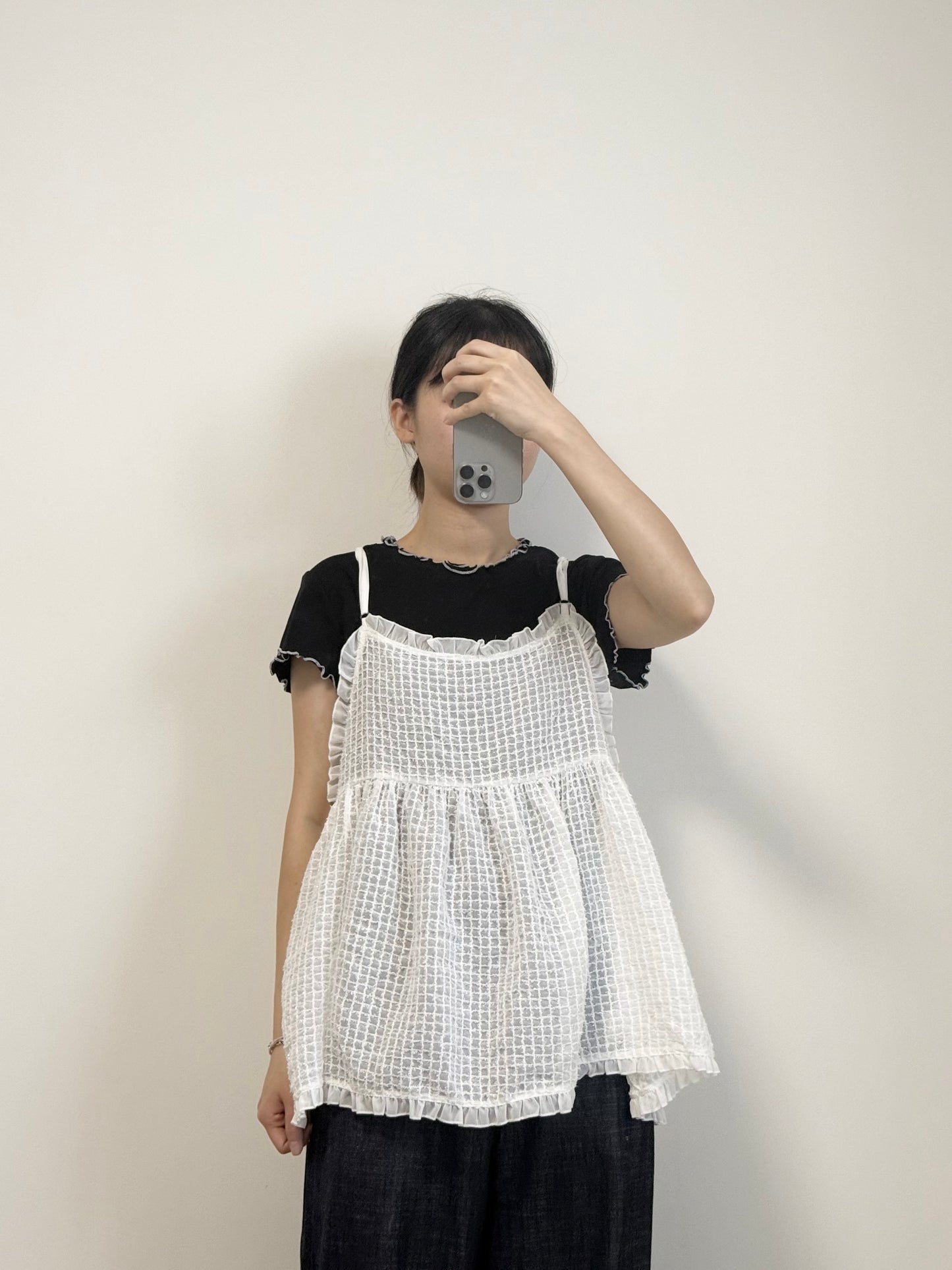 Ruffle拼色Tee | B8545