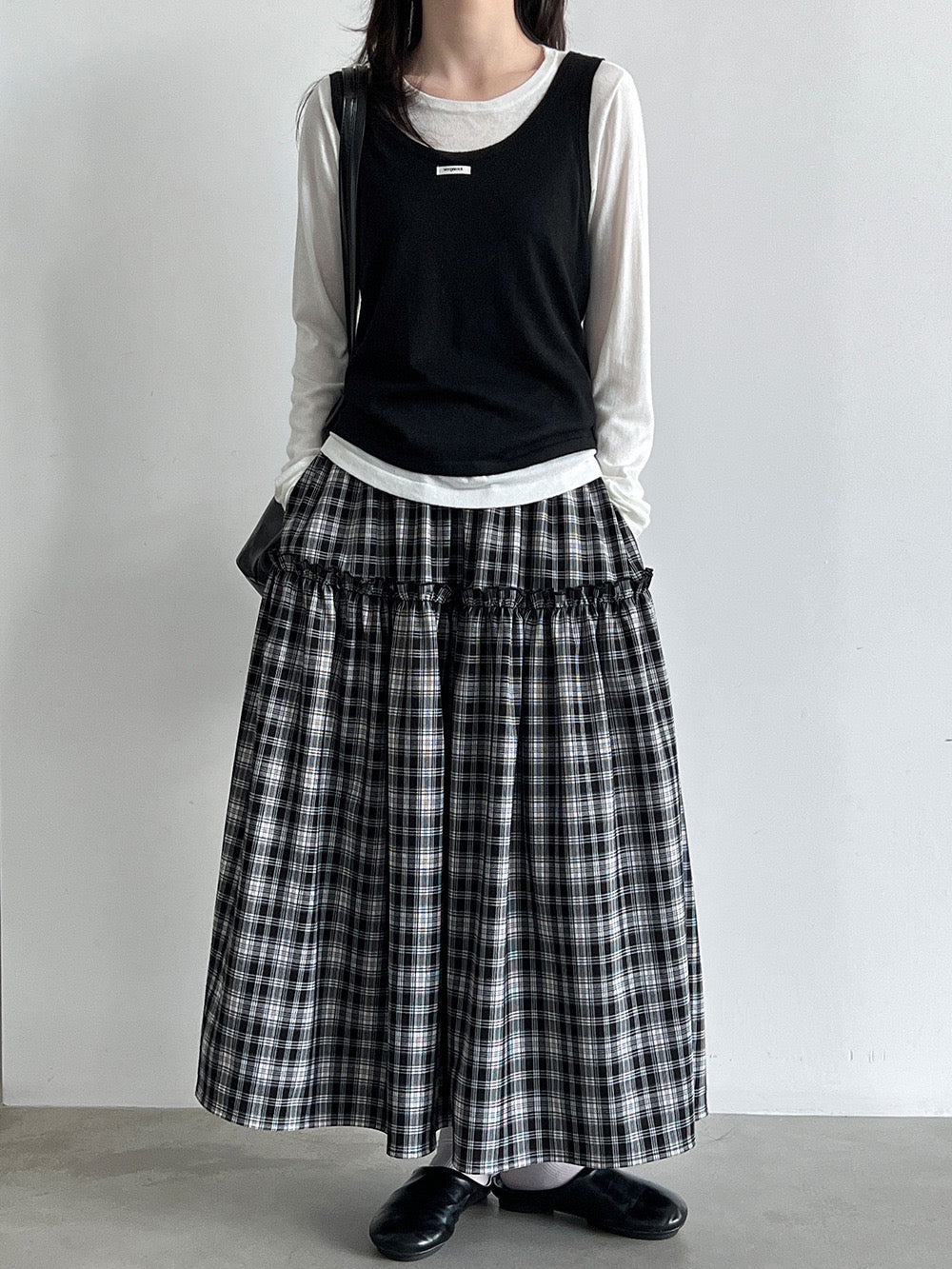 LX3995 - RUFFLE 格仔裙 兩色 有裙袋