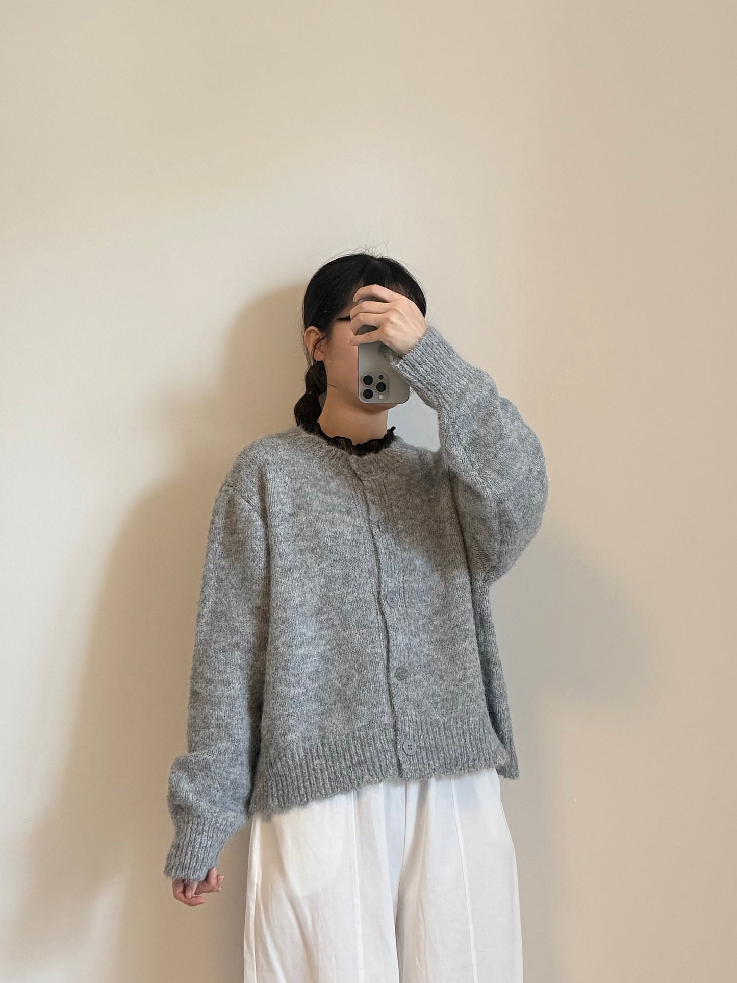 小花鈕扣混色毛衣 | E22030