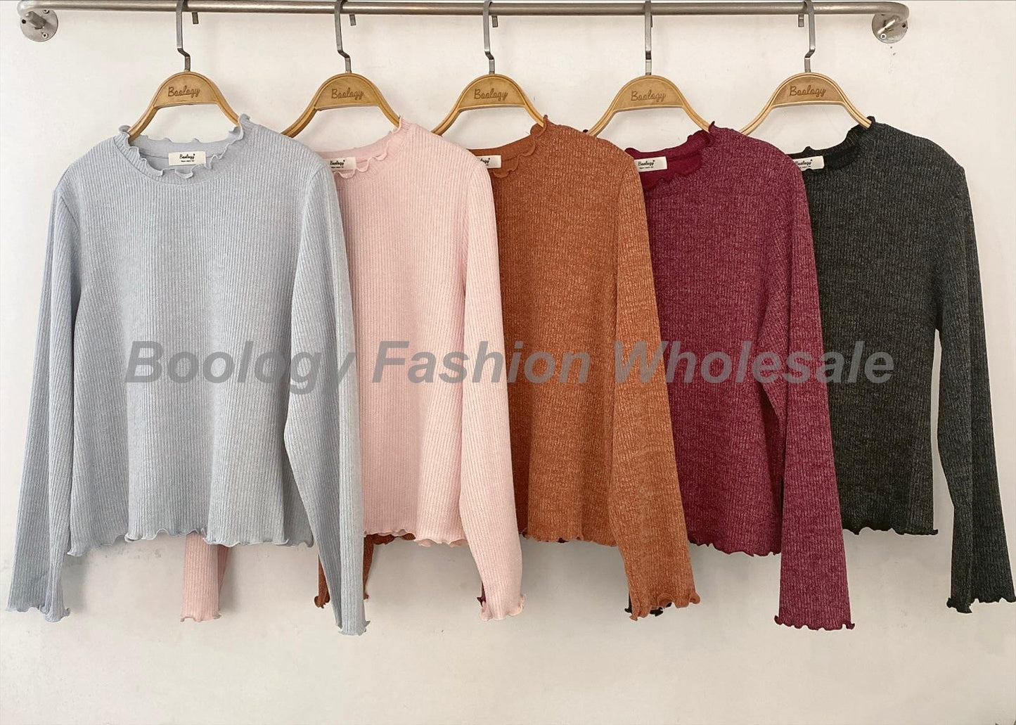 波浪邊長袖打底 #8598