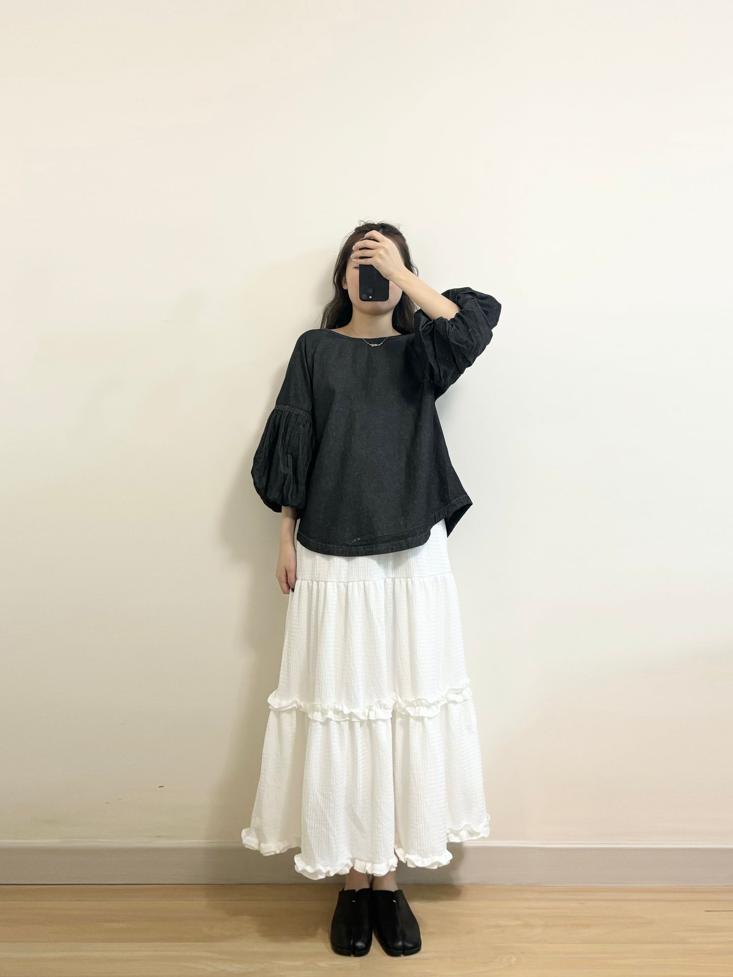 泡泡袖牛仔TOP
