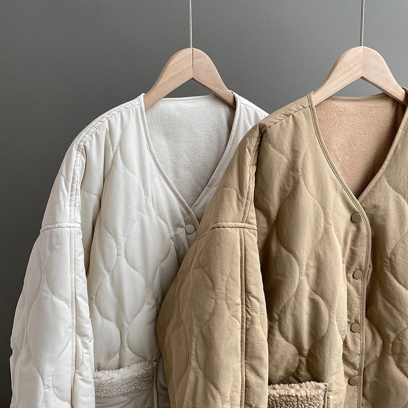 毛毛袖口夾棉外套