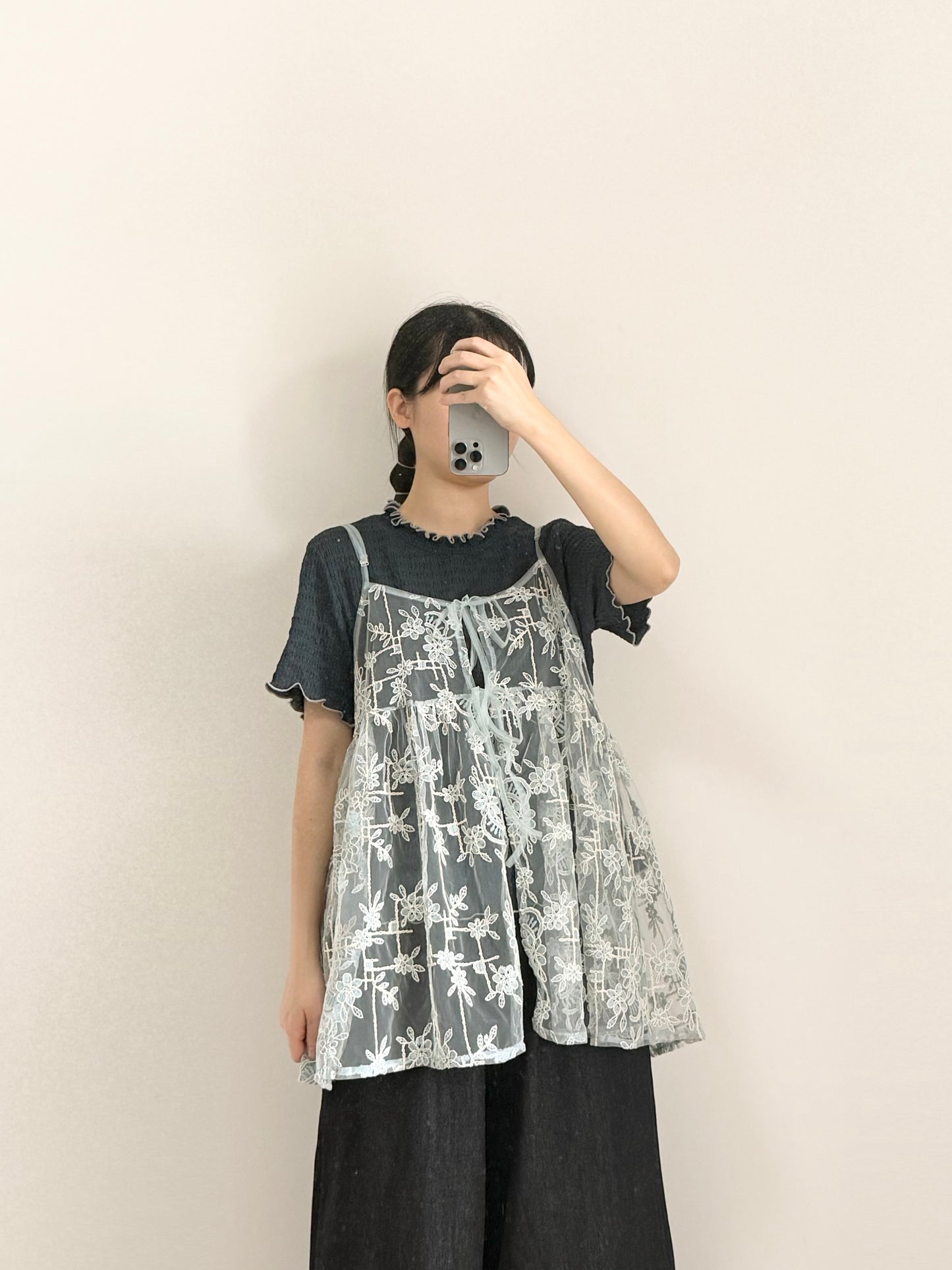 重工刺繡綁帶外撘 | E22204