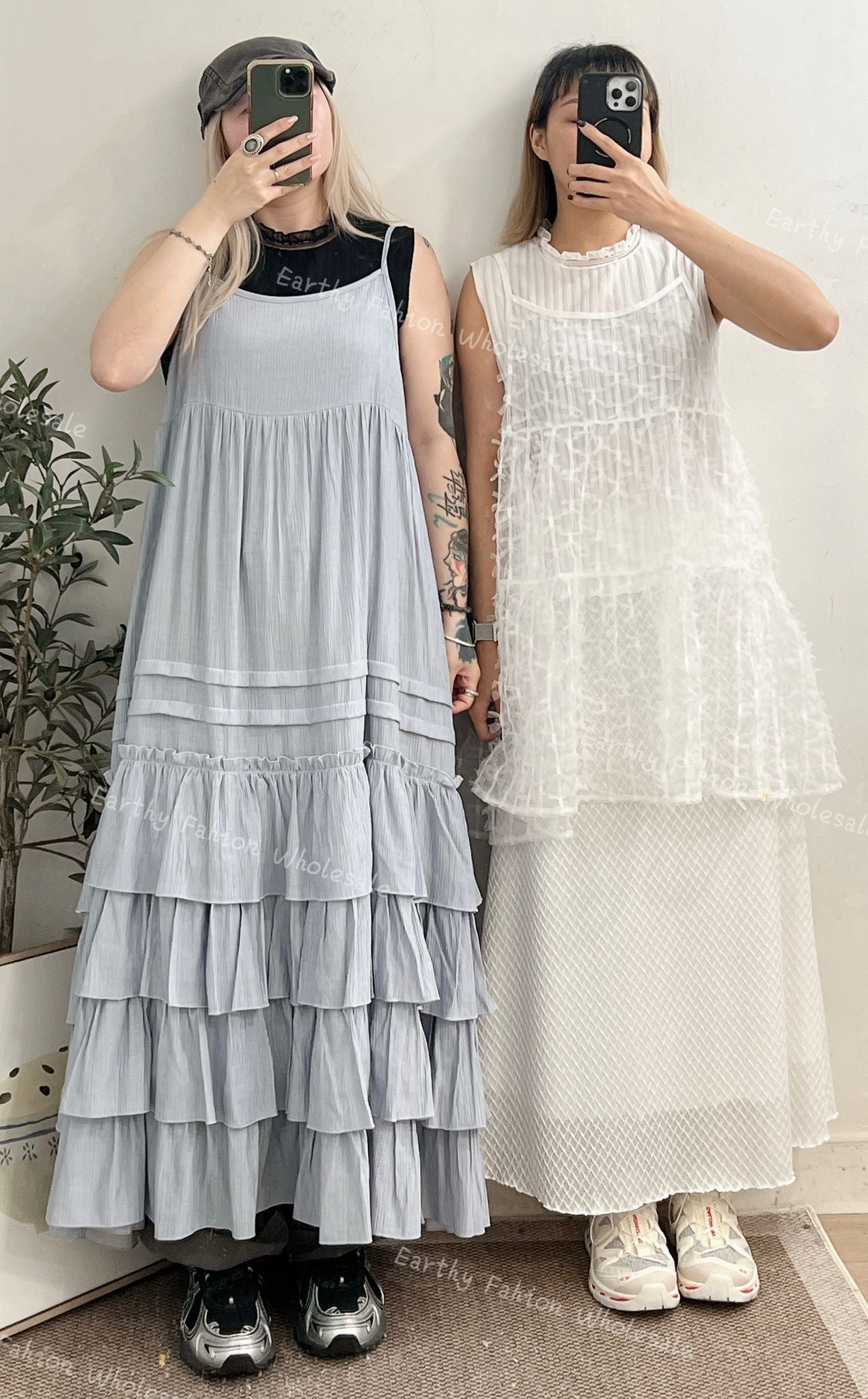 LACE 領暗直紋背心 | E21623