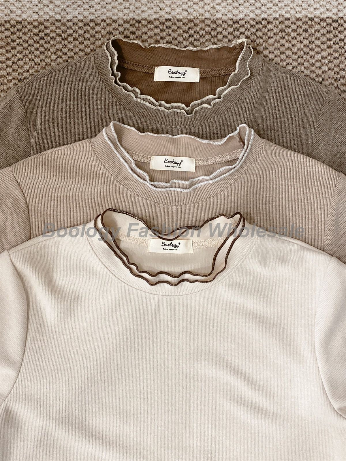 波浪邊撞色親膚打底Tee  #8604