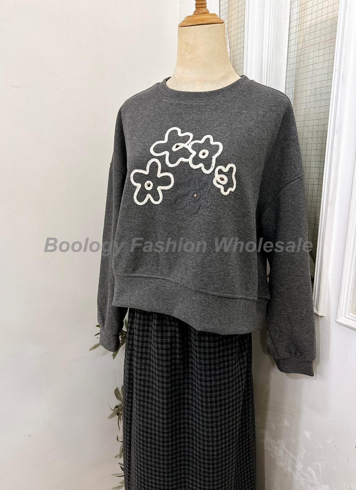 手繪花花短衛衣 #8593