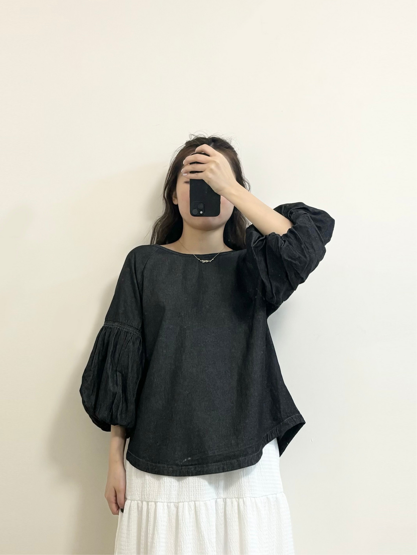 泡泡袖牛仔TOP