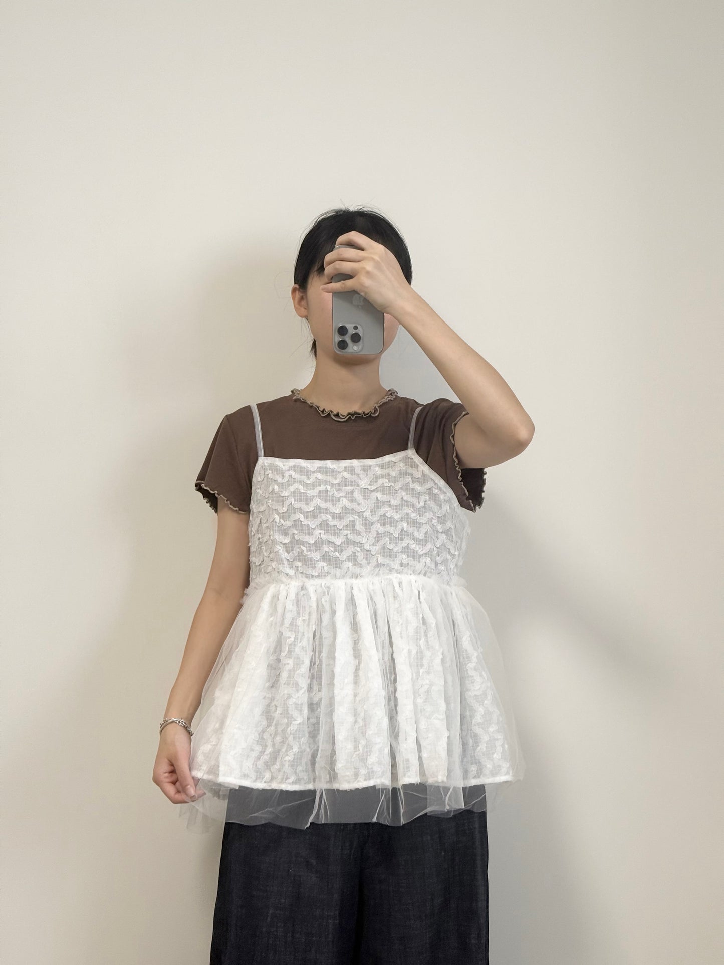 層層波浪拼紗外撘 | E21901