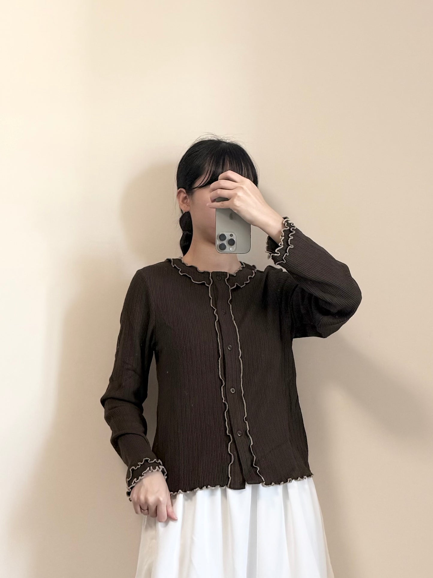 花邊撞色上衣 | E22073