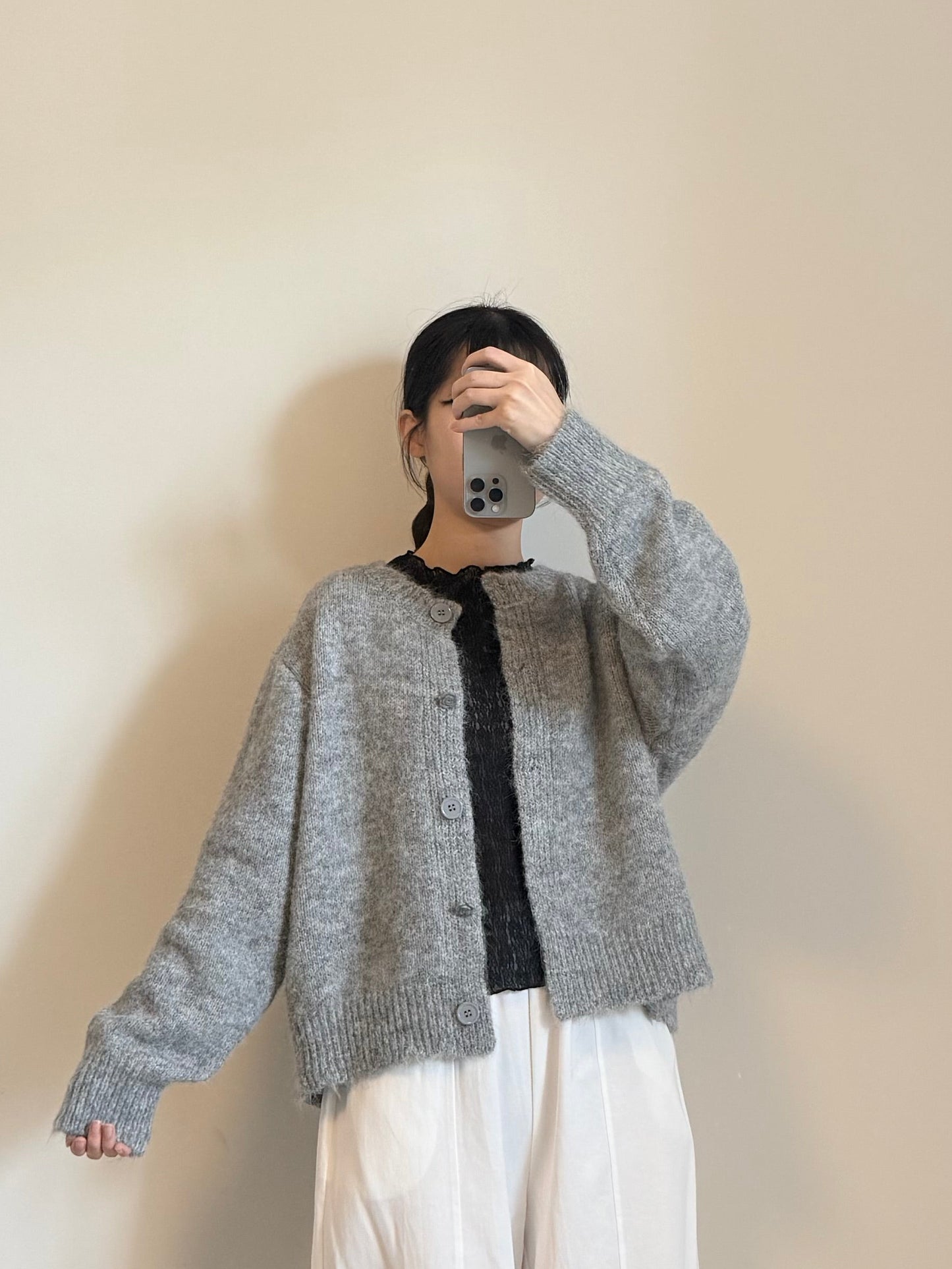 小花鈕扣混色毛衣 | E22030