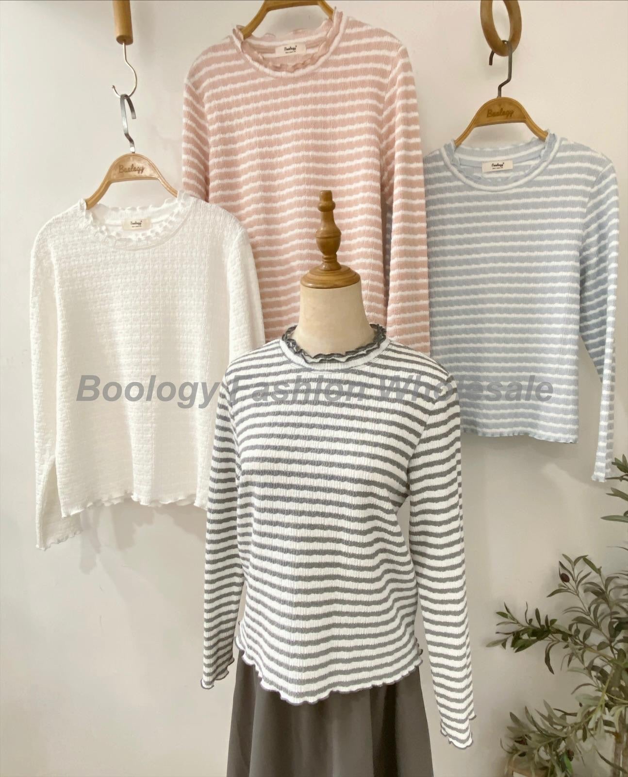 Double Ruffle Striped Tee #8605