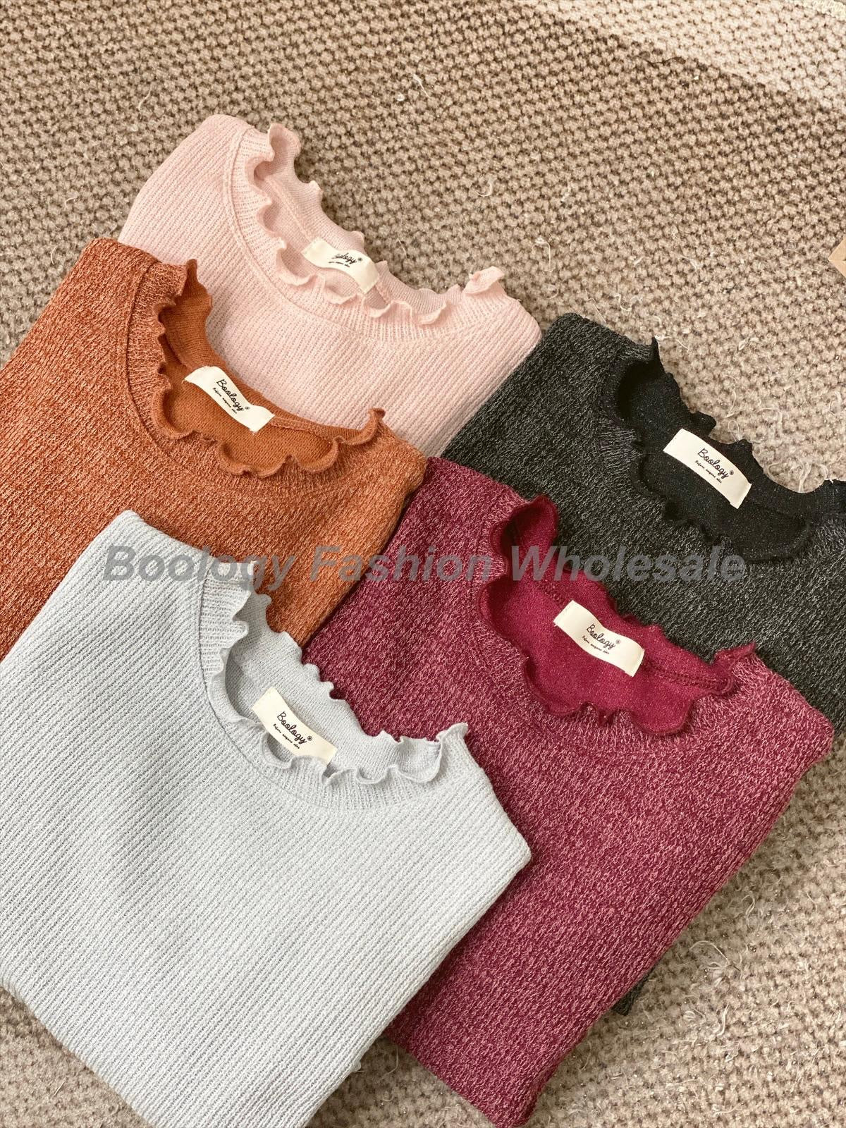 波浪邊長袖打底 #8598