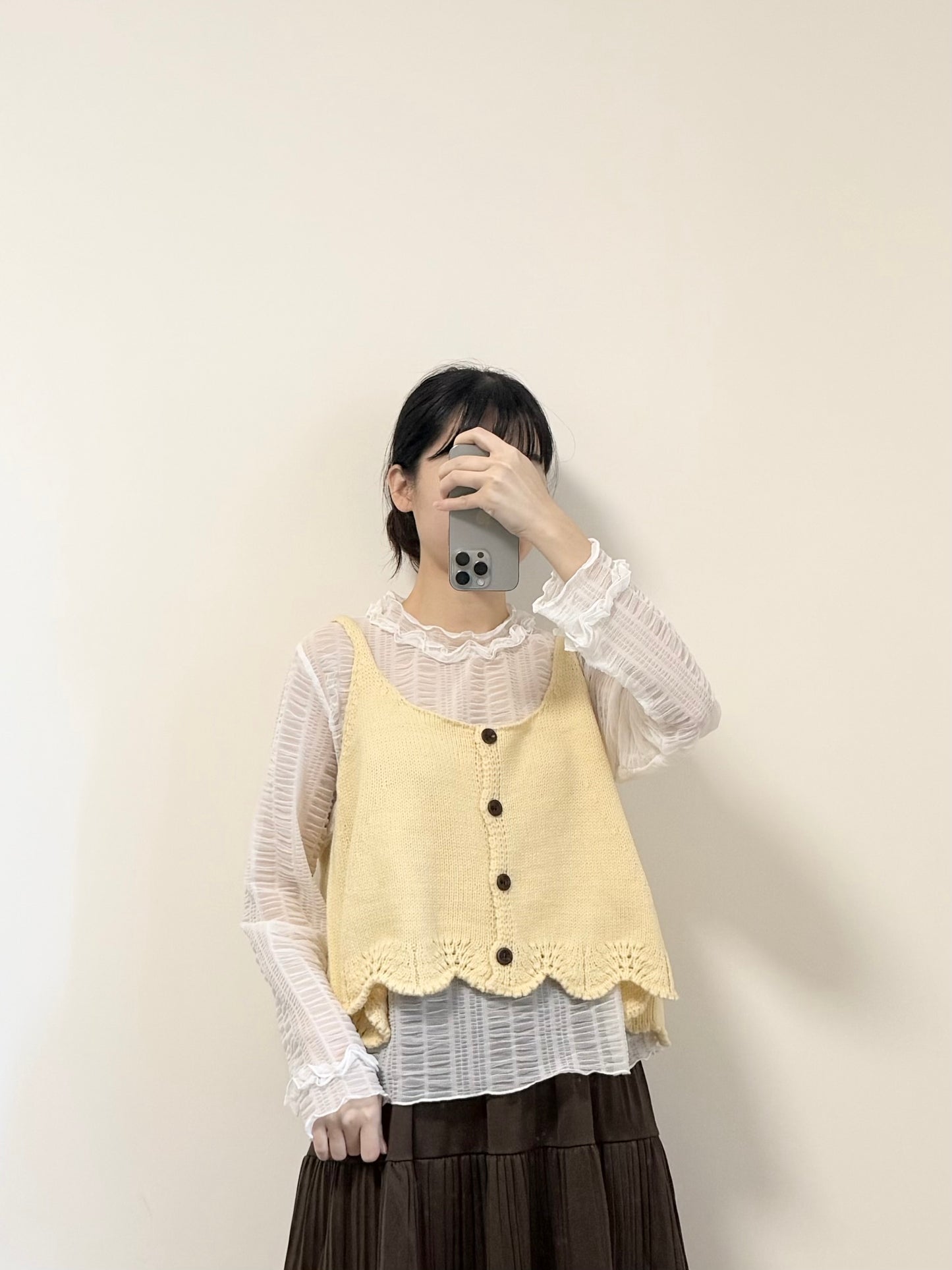 波浪邊短針織Layer