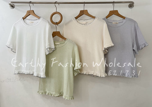 [預訂優惠] 小方塊RUFFLE TOP | E21732