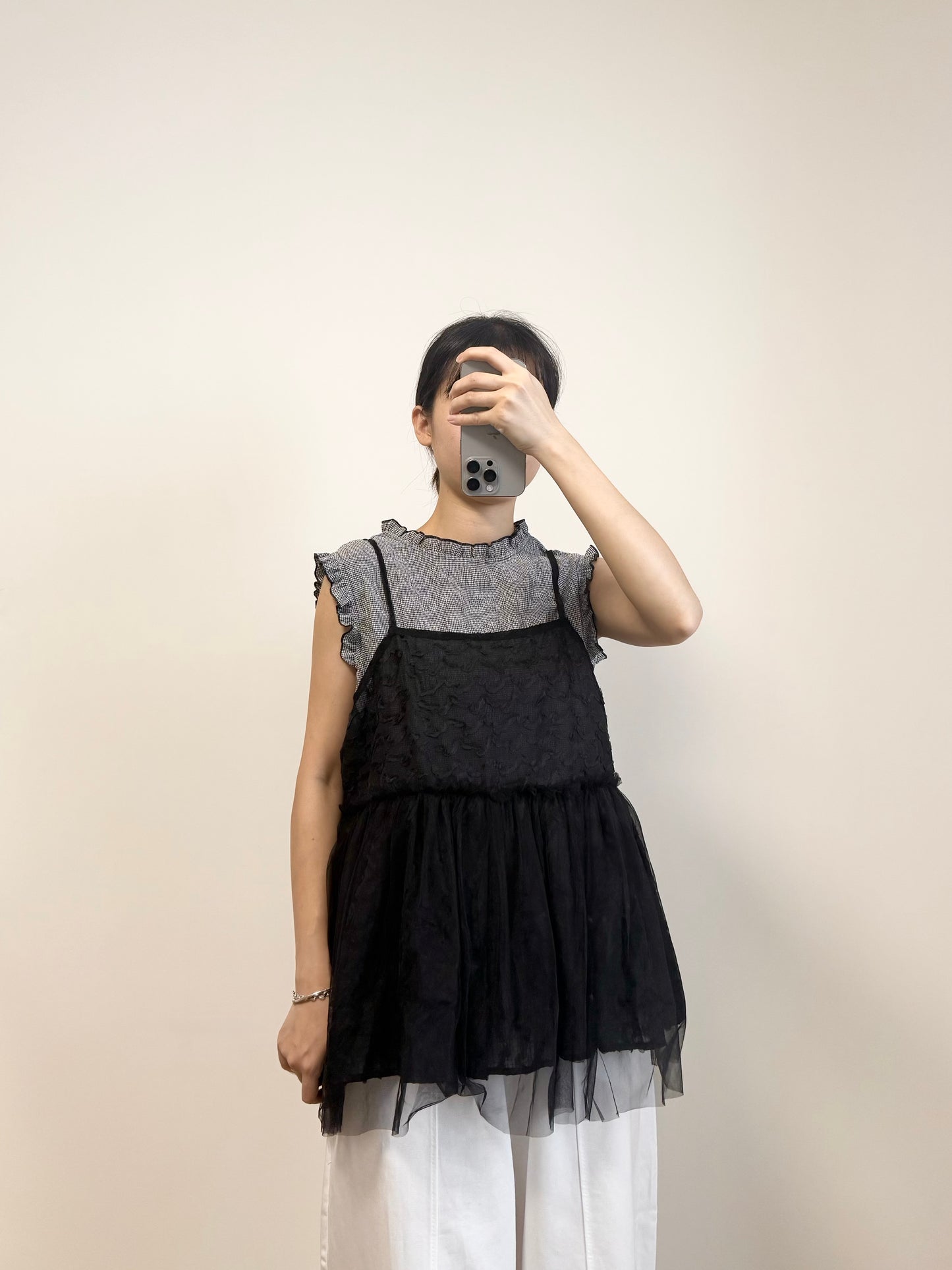 層層波浪拼紗外撘 | E21901