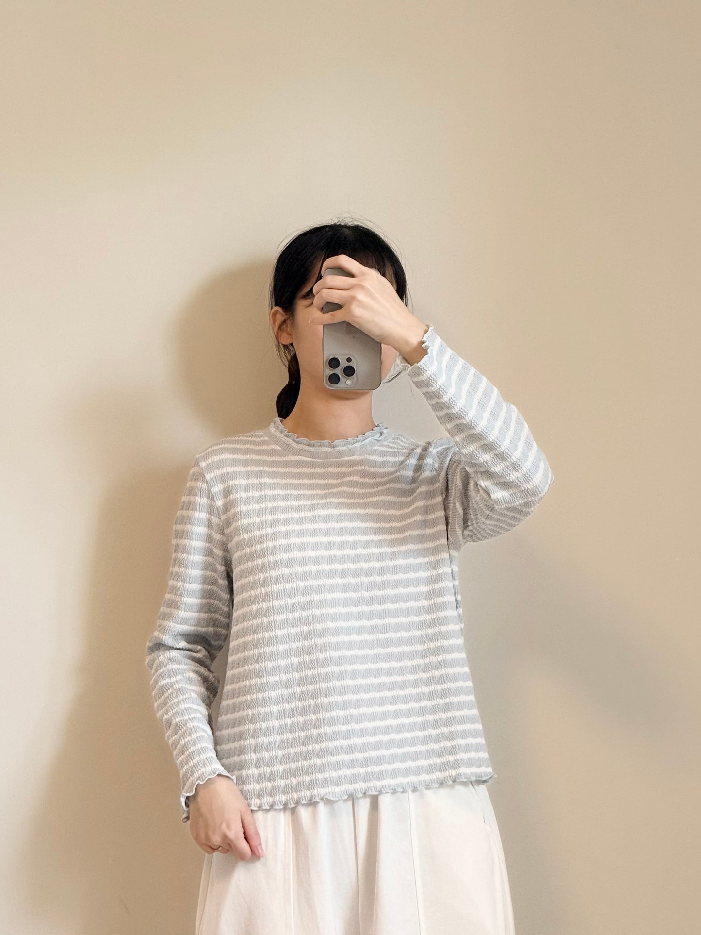 橫間雙層領長袖 #8601