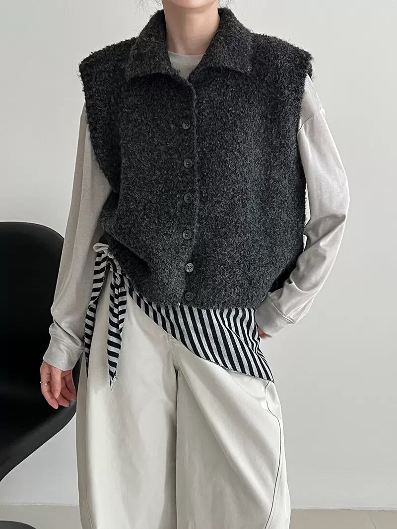 POLO領毛毛感背心