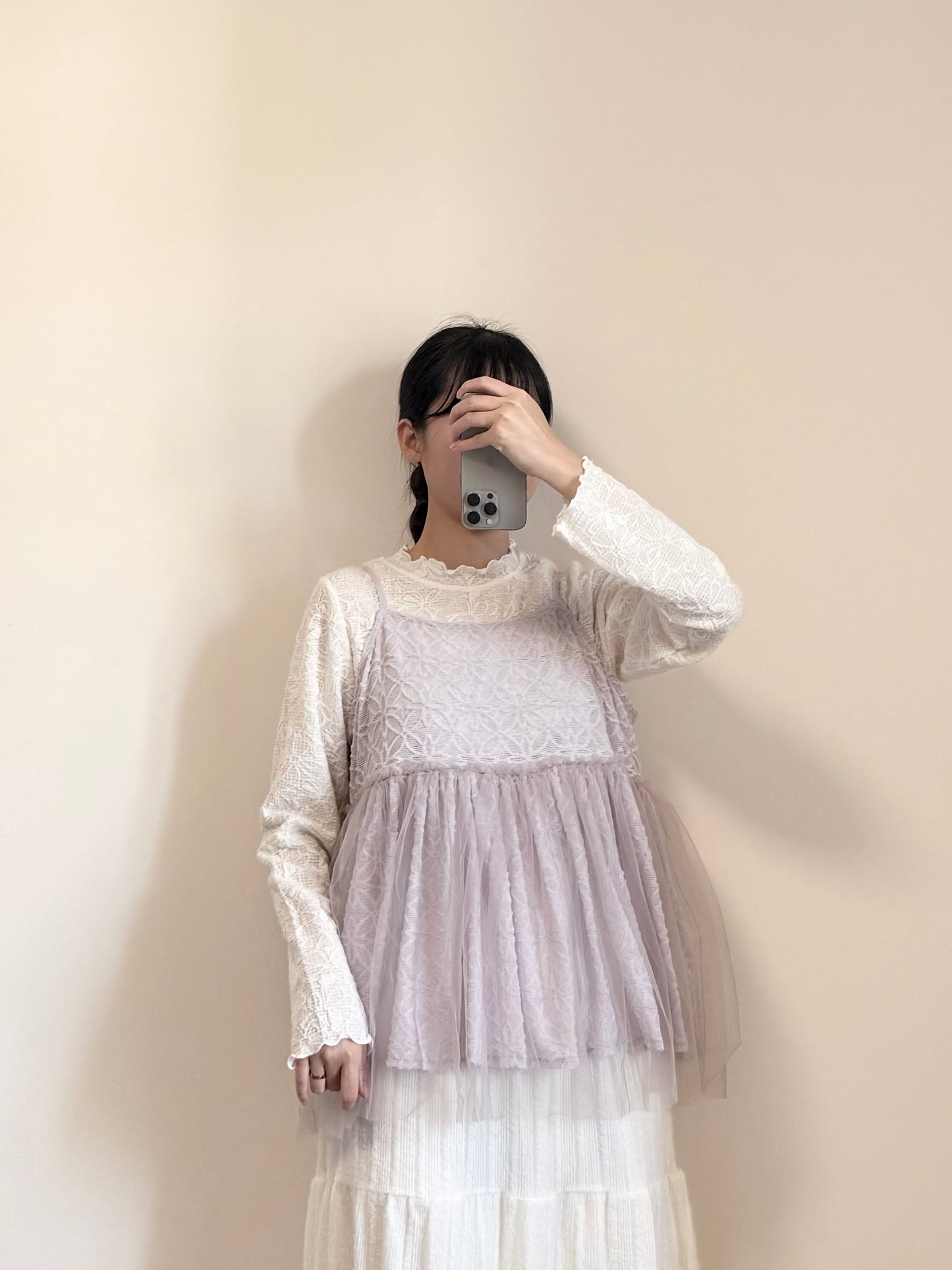 軟糯暗花羽毛TOP | E22072