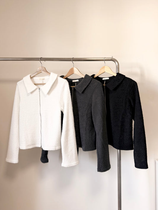 毛毛雙拉鍊上衣 | E22076