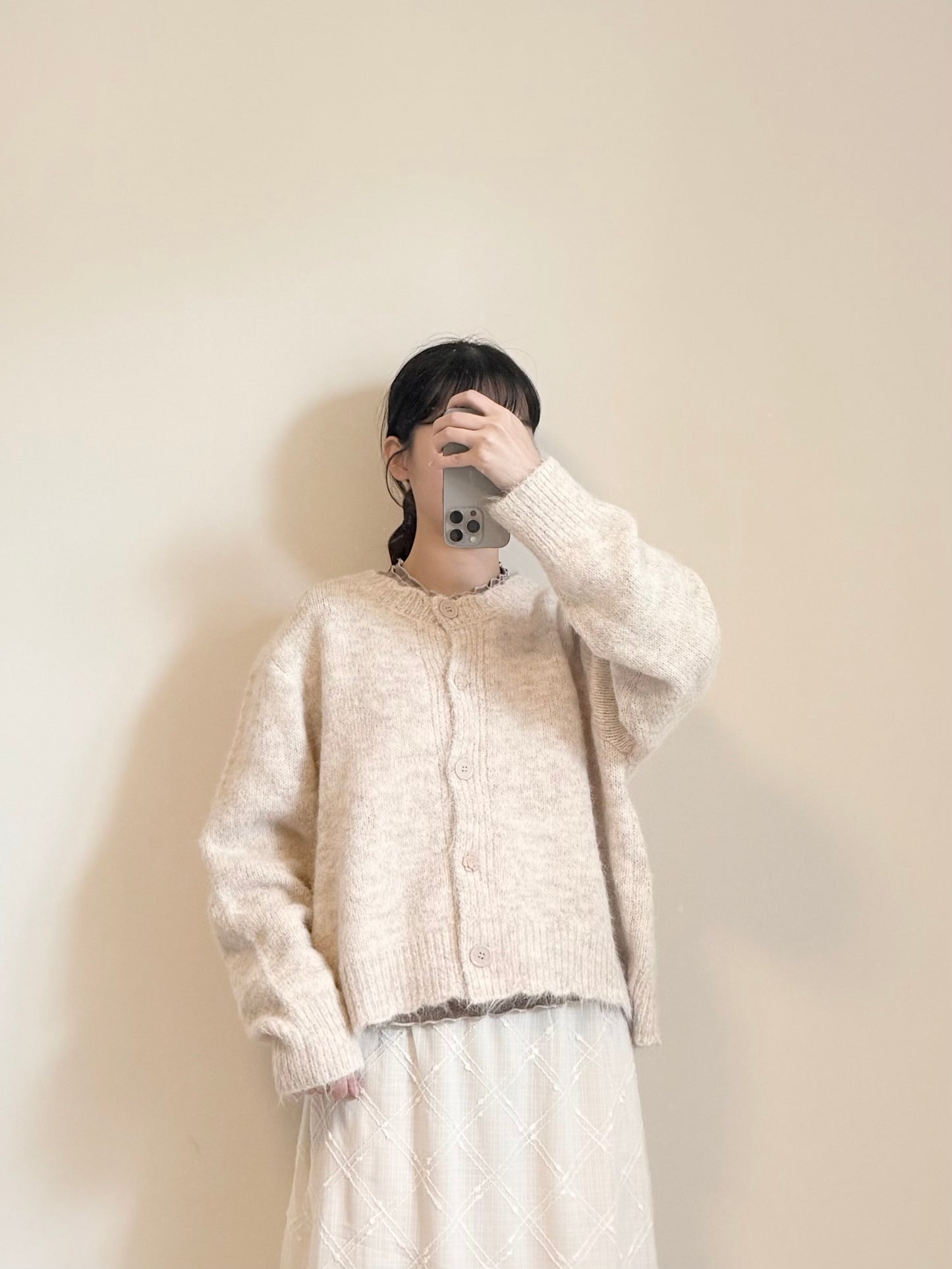 小花鈕扣混色毛衣 | E22030