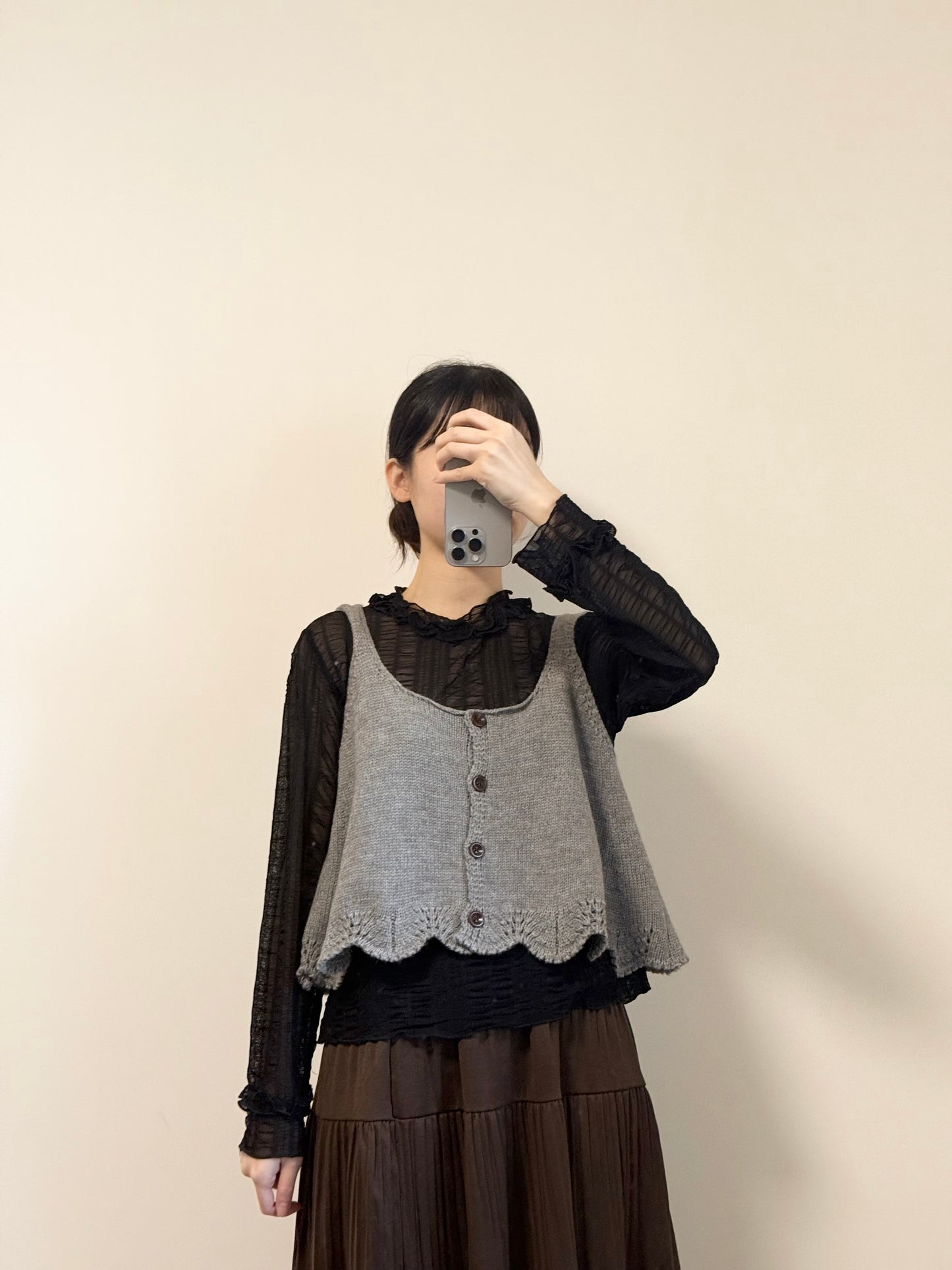 波浪邊短針織Layer