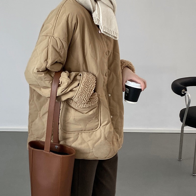 毛毛袖口夾棉外套