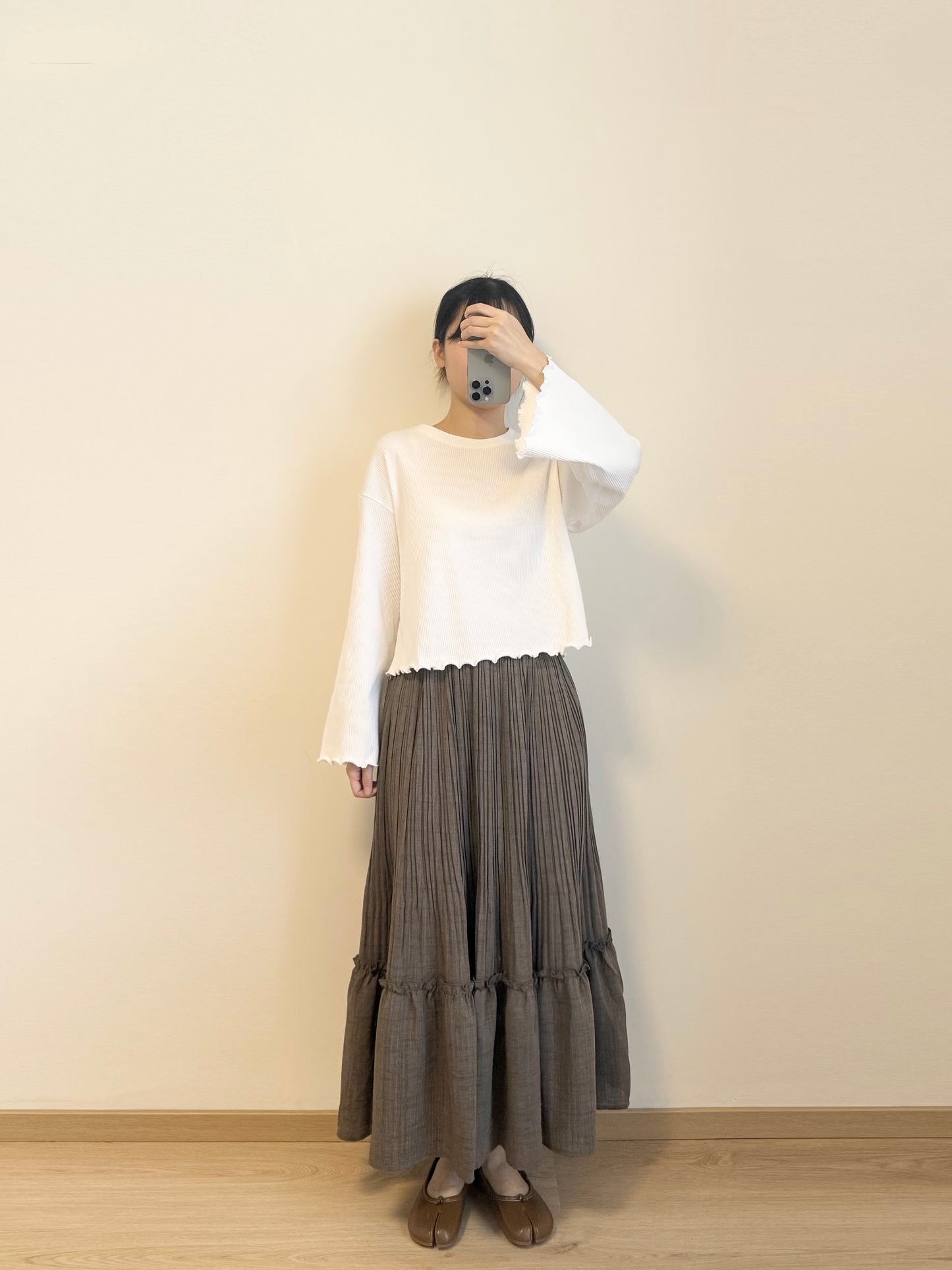 重工壓折暗格半裙 | E21960 