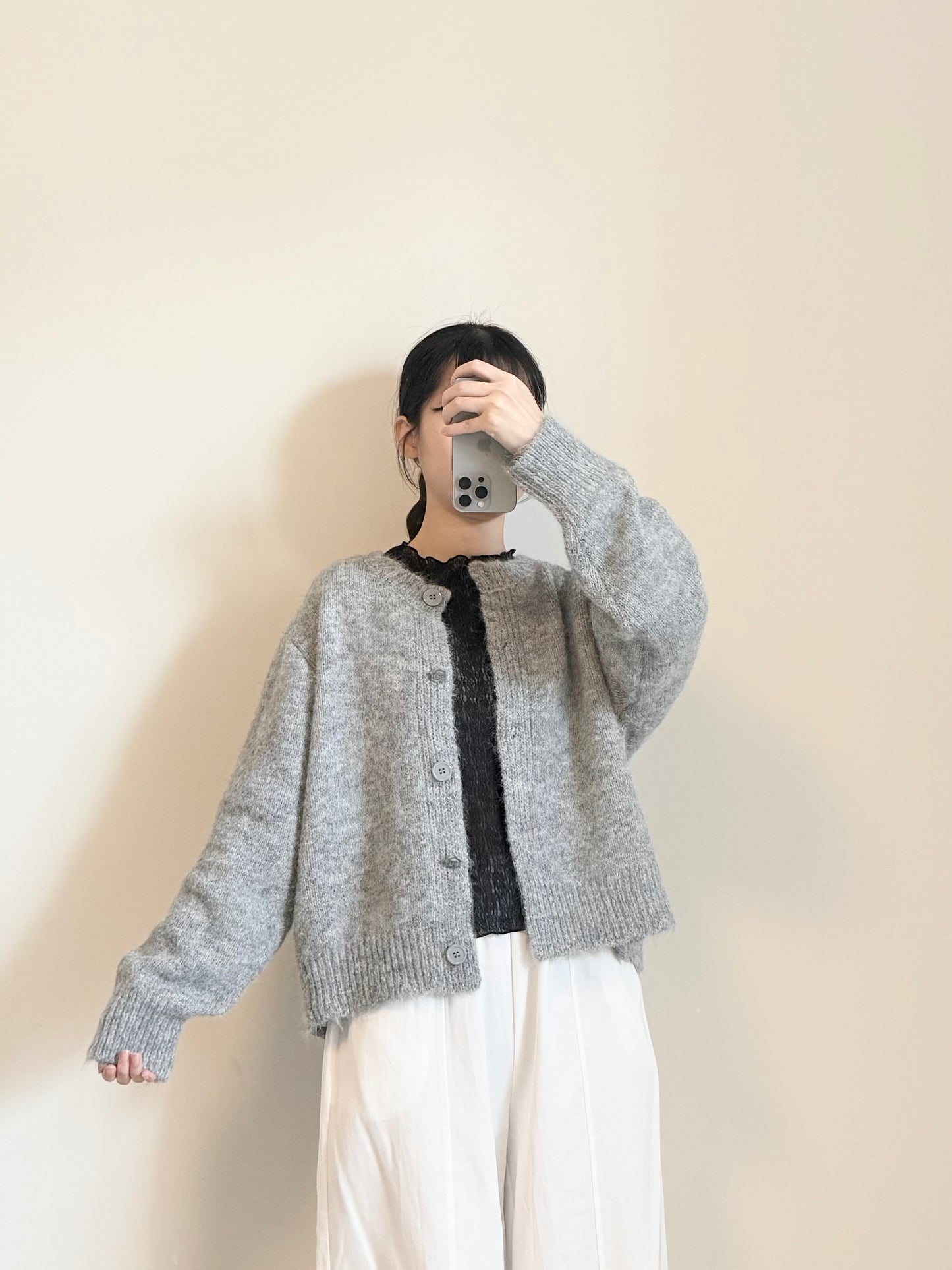 小花鈕扣混色毛衣 | E22030