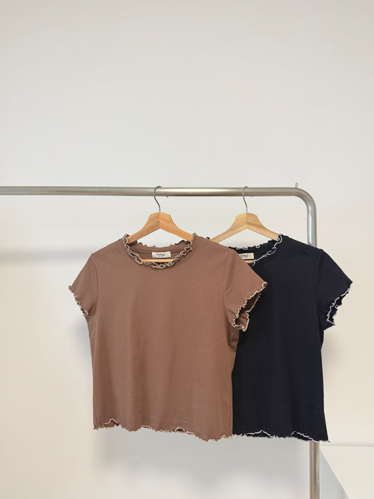 Ruffle拼色Tee | B8545