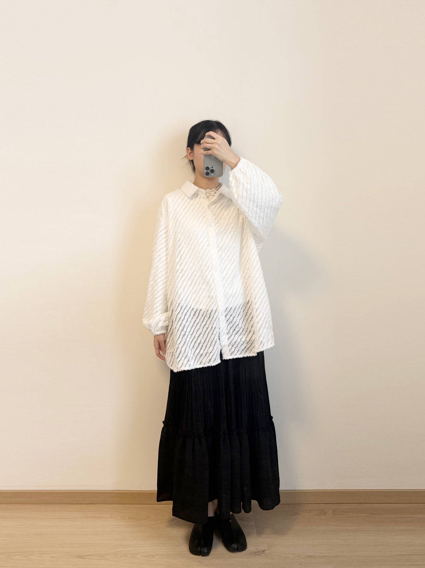 重工壓折暗格半裙 | E21960 