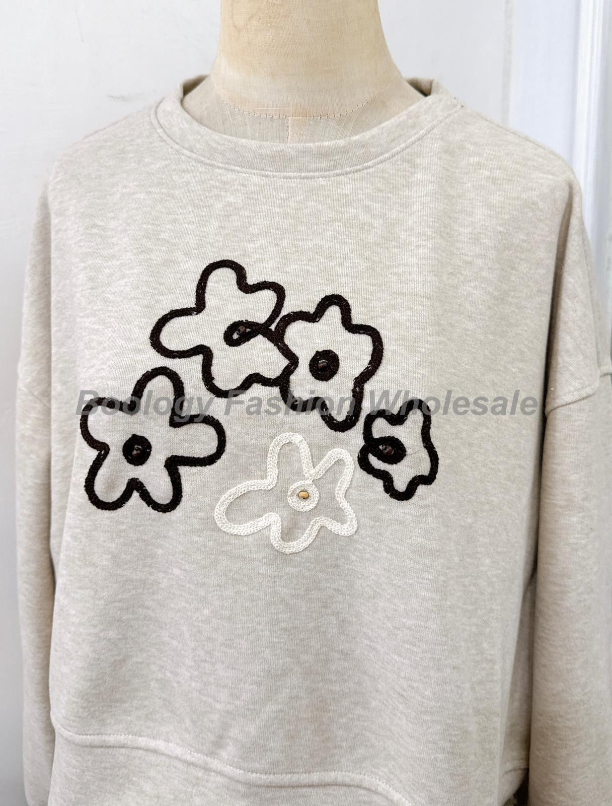 手繪花花短衛衣 #8593