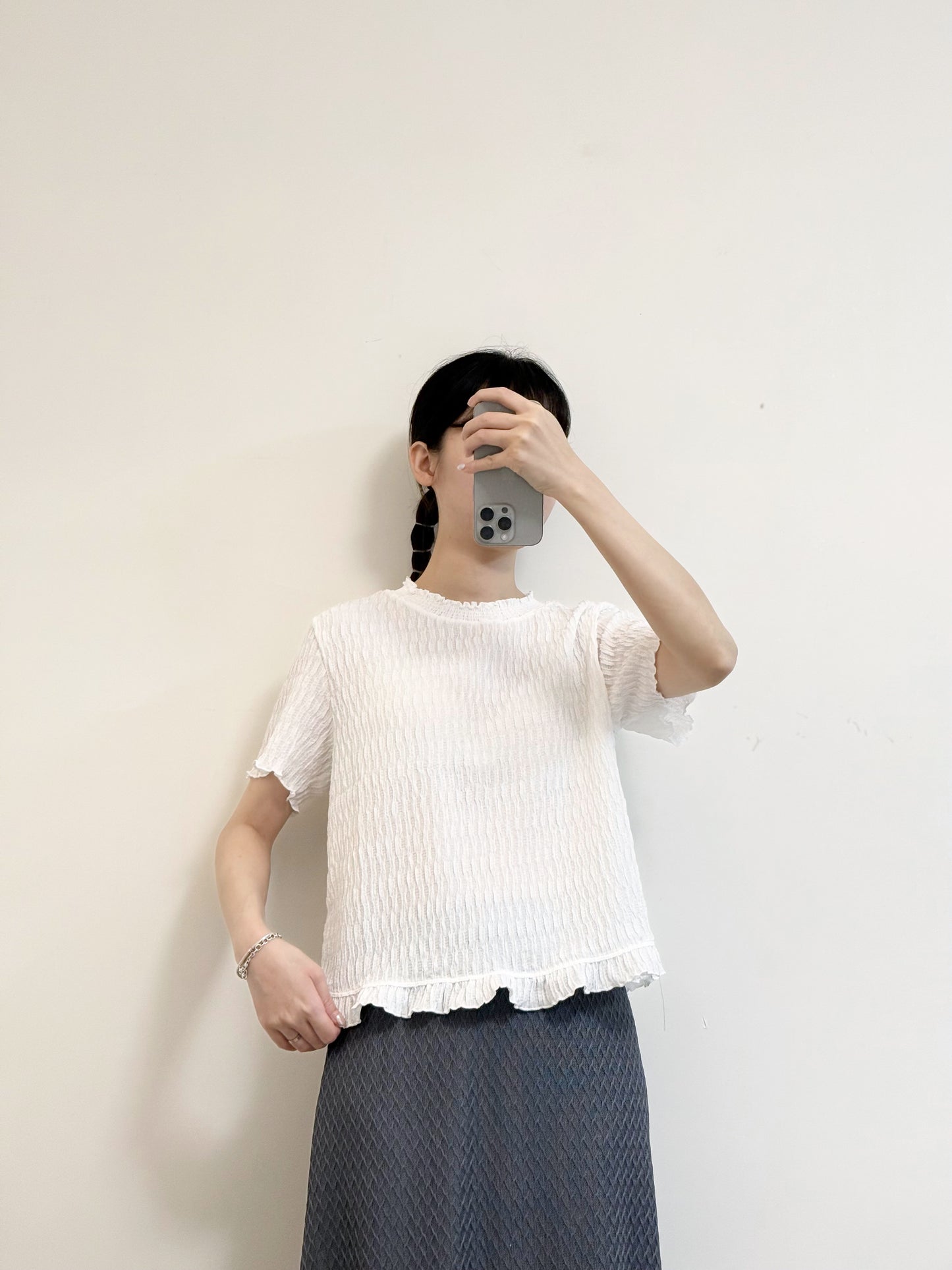 暗紋RUFFLE TOP | E21643