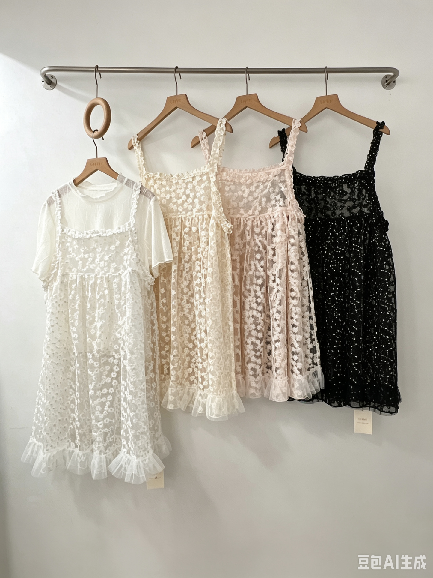 刺繡小雛菊側開外撘 | E22252