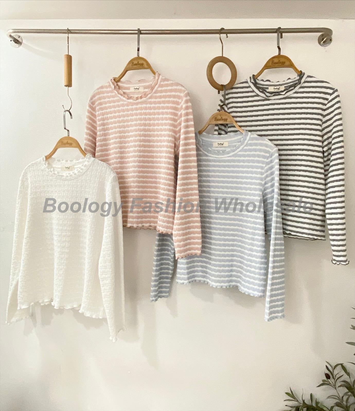 Double Ruffle Striped Tee #8605