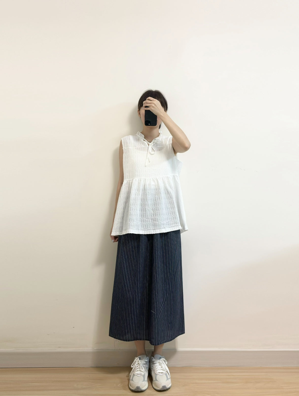 LINEN COTTON STRIPED SKIRT