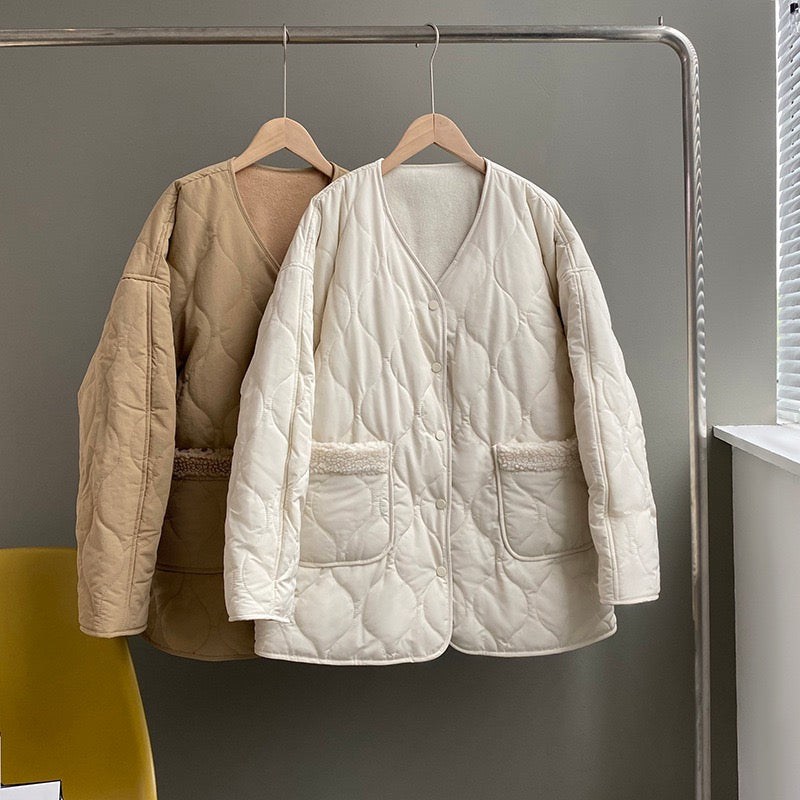 毛毛袖口夾棉外套