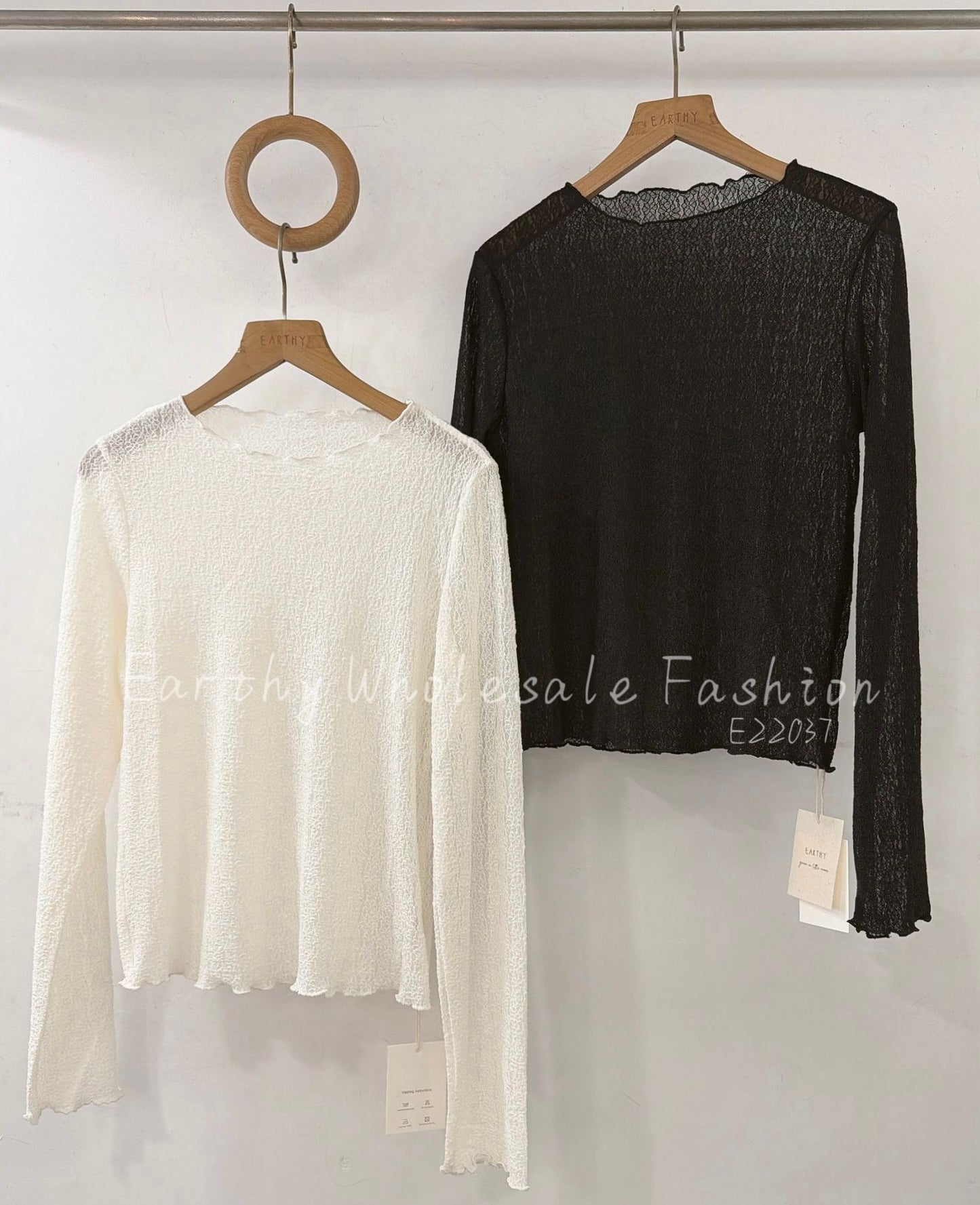 一字領暗花內搭 | E22037