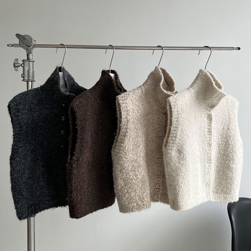 POLO領毛毛感背心