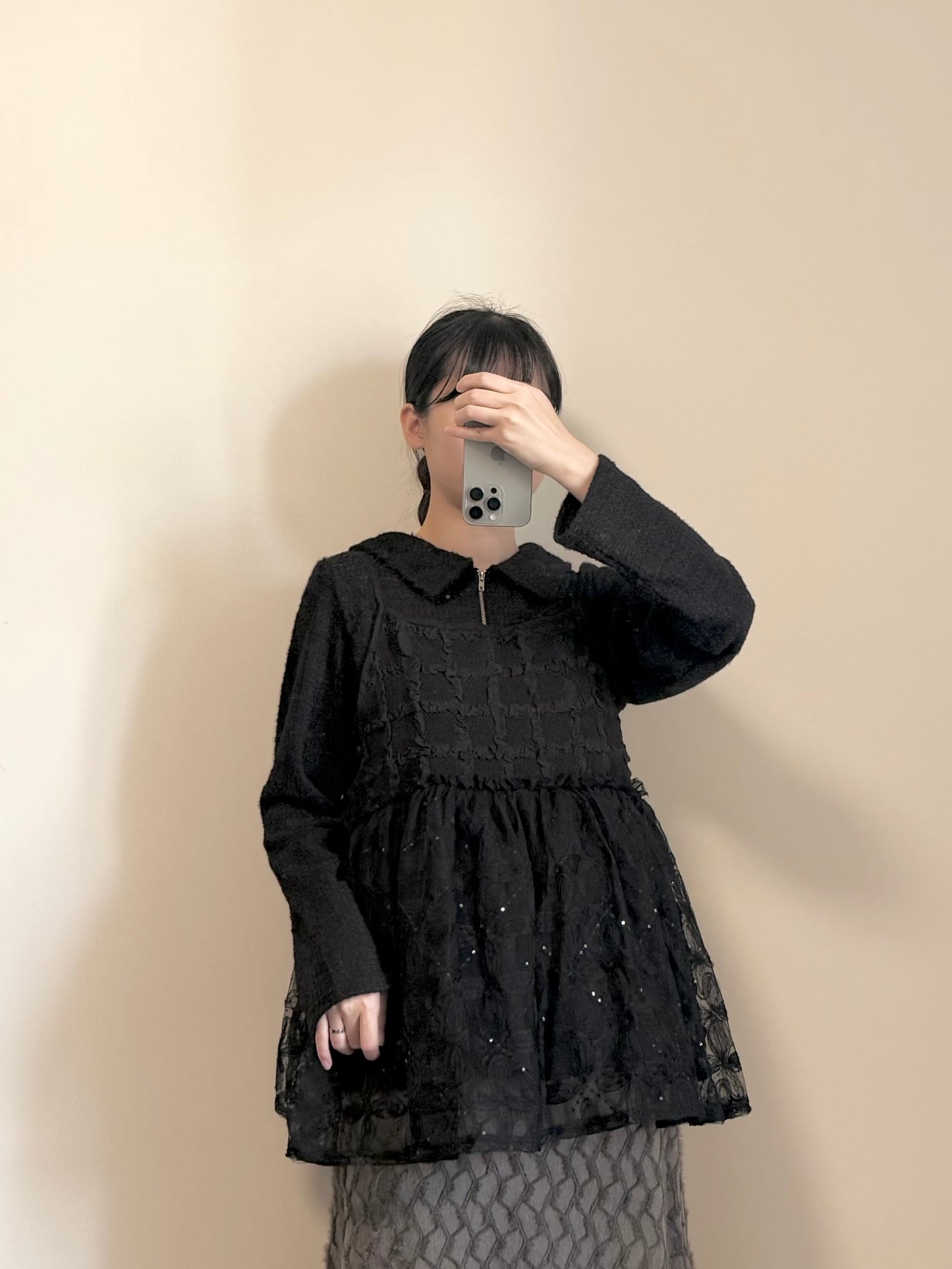 重工拼紗細閃外撘 | E22044