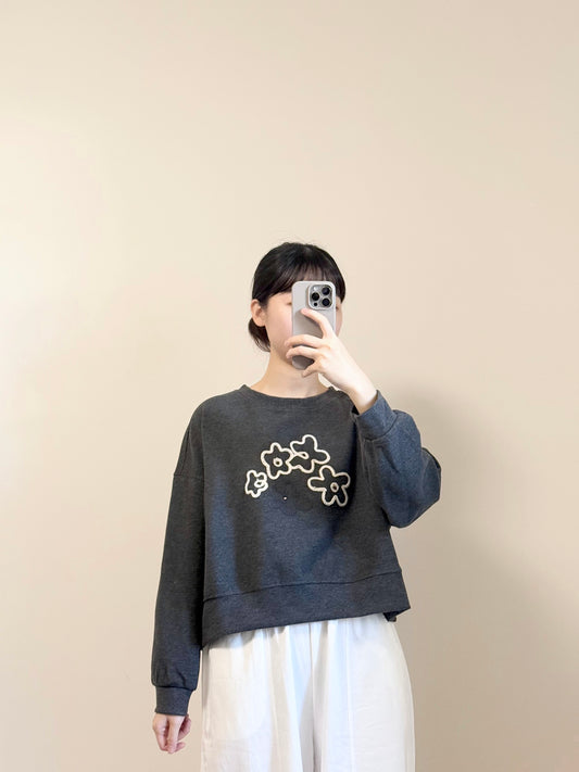 手繪花花短衛衣 #8593