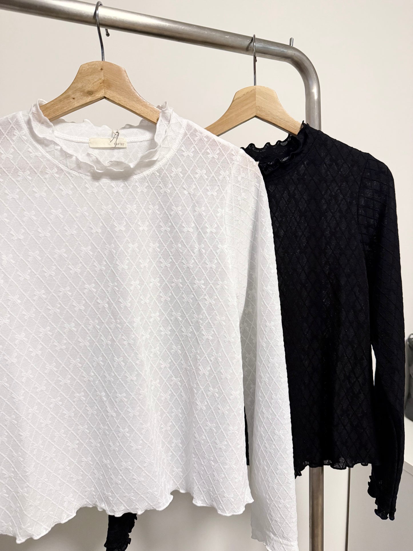 網格蝴蝶捲邊TOP | E21971