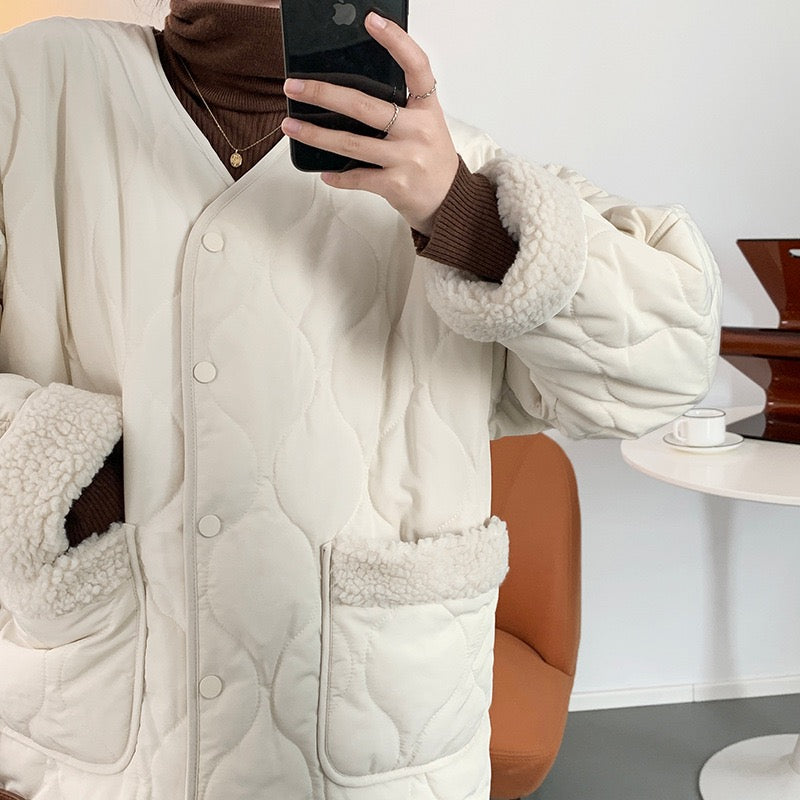 毛毛袖口夾棉外套