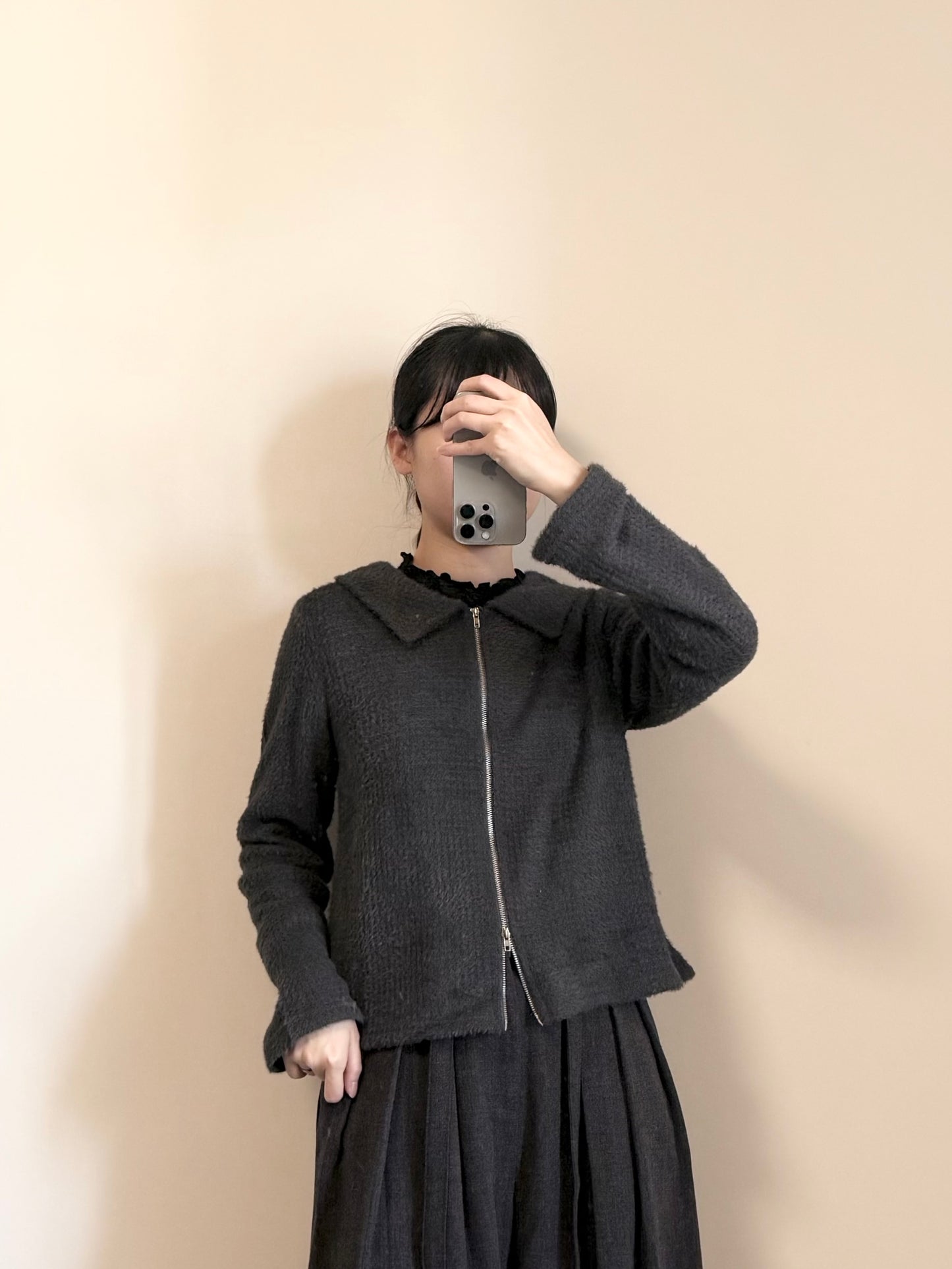 毛毛雙拉鍊上衣 | E22076